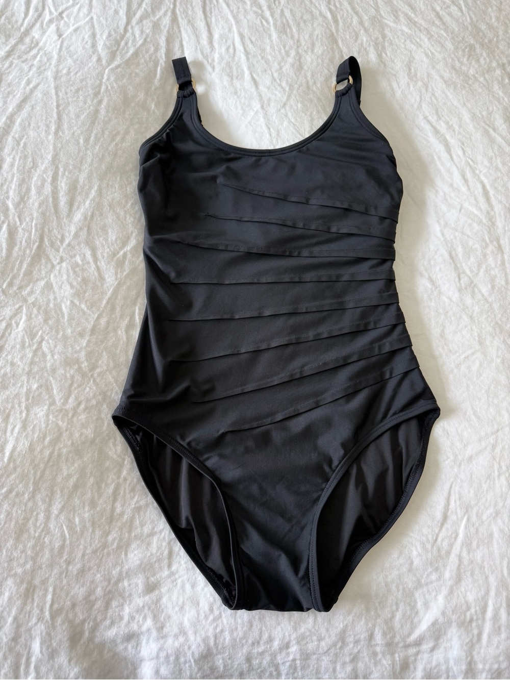 Calvin Klein | Women’s 8 | Black One Piece Pleated Starburst Maillot Swimsuit